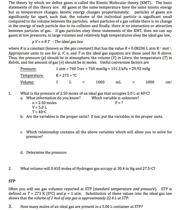 Solved The theory by which we define gases is called the | Chegg.com