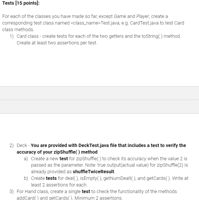 Solved 1) Create a Card class (15 points] a) It should have | Chegg.com