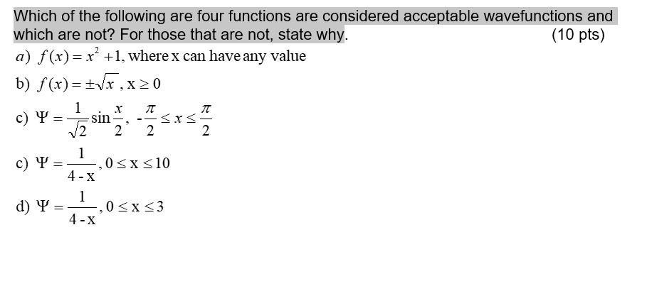 Solved Which of the following are four functions are | Chegg.com