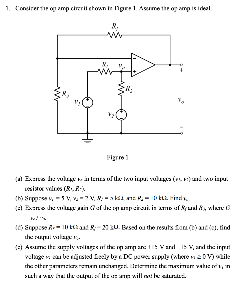 Solved 1. Consider the op amp circuit shown in Figure 1. | Chegg.com