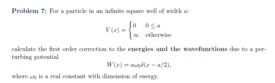 Solved Problem 7: For a particle in an infinite square well | Chegg.com
