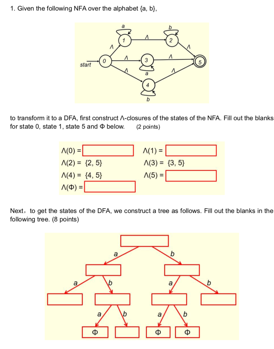 1. Given The Following NFA Over The Alphabet {a, B}, | Chegg.com