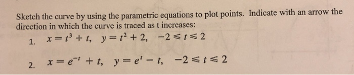 Solved Sketch the curve by using the parametric equations to | Chegg.com