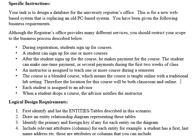 Solved Specific Instructions: Your task is to design a | Chegg.com