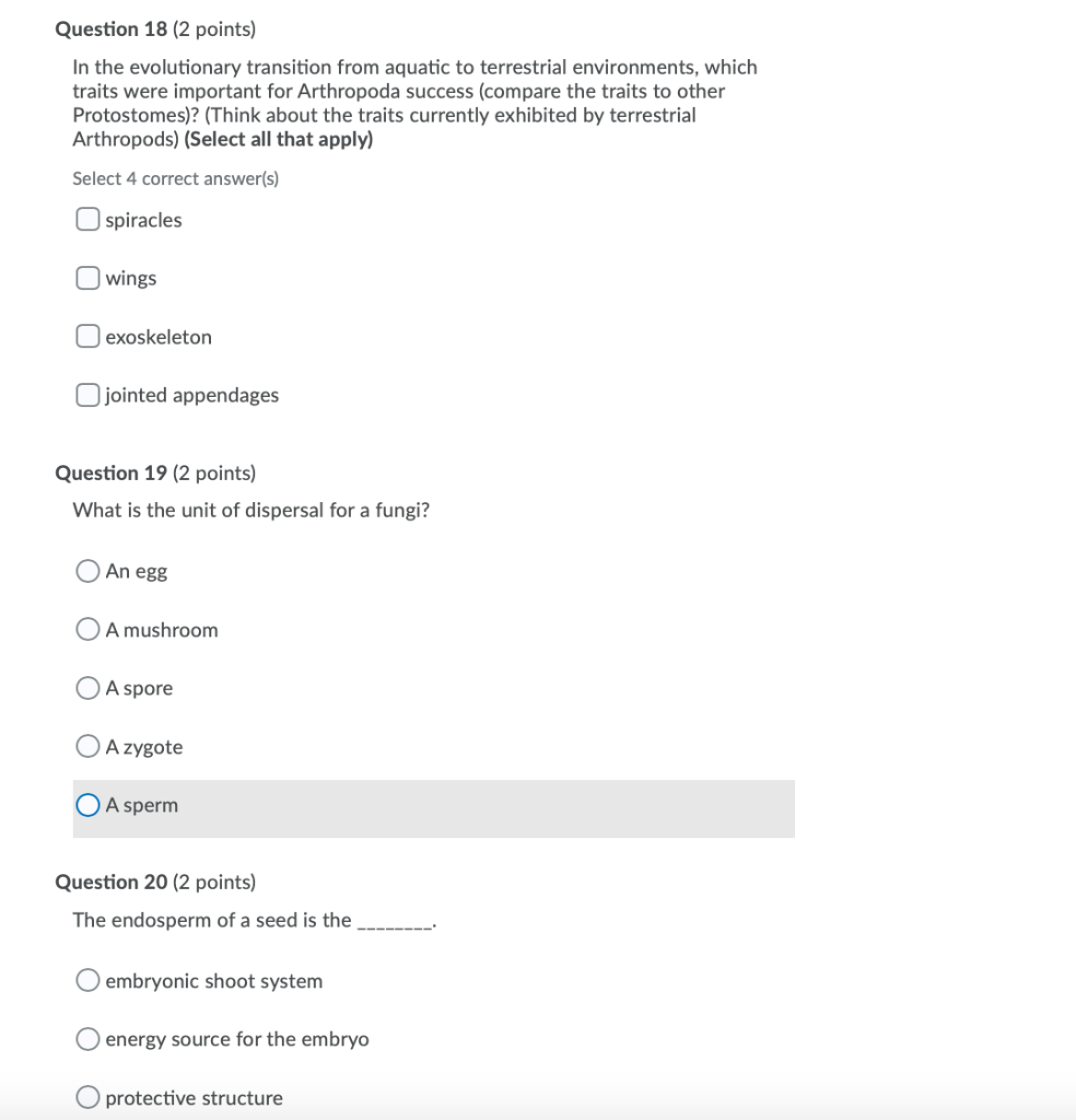 Solved Question 18 (2 points) In the evolutionary transition | Chegg.com