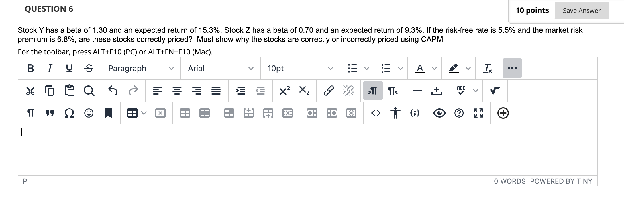 Solved Stock Y has a beta of 1.30 and an expected return of