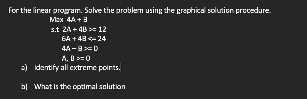 Solved For The Linear Program. Solve The Problem Using The | Chegg.com