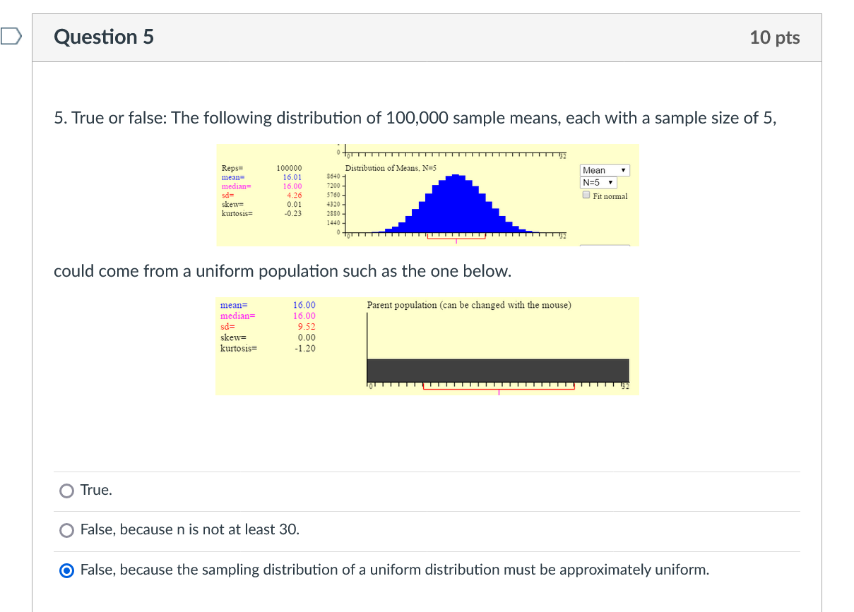 Solved 5. True or false: The following distribution of | Chegg.com