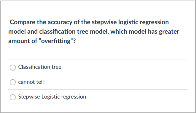 Solved Compare the accuracy of the stepwise logistic | Chegg.com