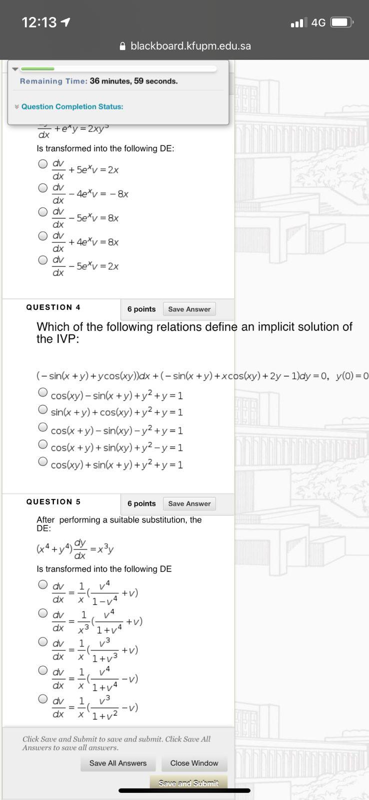 Solved 1213 1 l 4G blackboard.kfupm.edu.sa Remaining Time