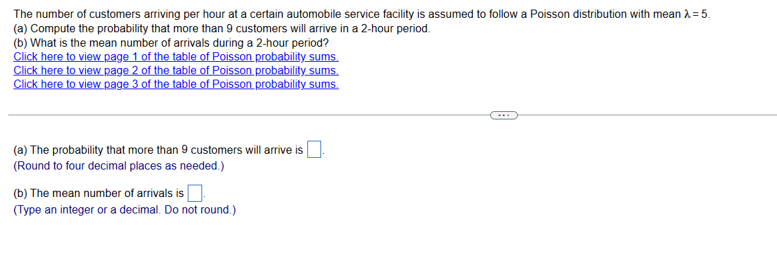 Solved The number of customers arriving per hour at a | Chegg.com