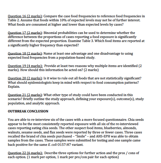 Solved PART 1 - OUTBREAK DETECTION Escherichia coli 0157:H7 | Chegg.com