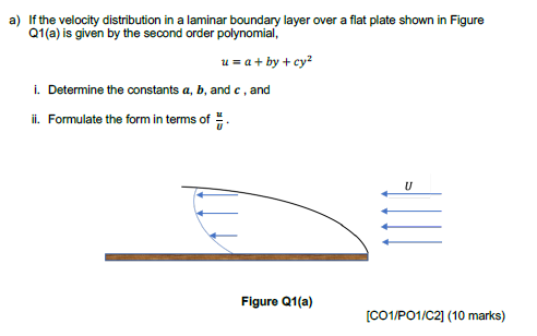 Solved a) If the velocity distribution in a laminar boundary | Chegg.com