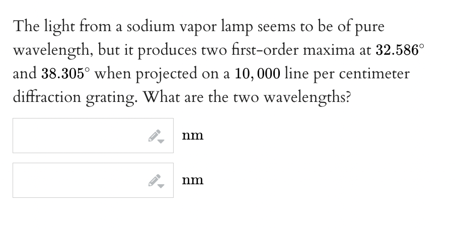Solved The light from a sodium vapor lamp seems to be of | Chegg.com