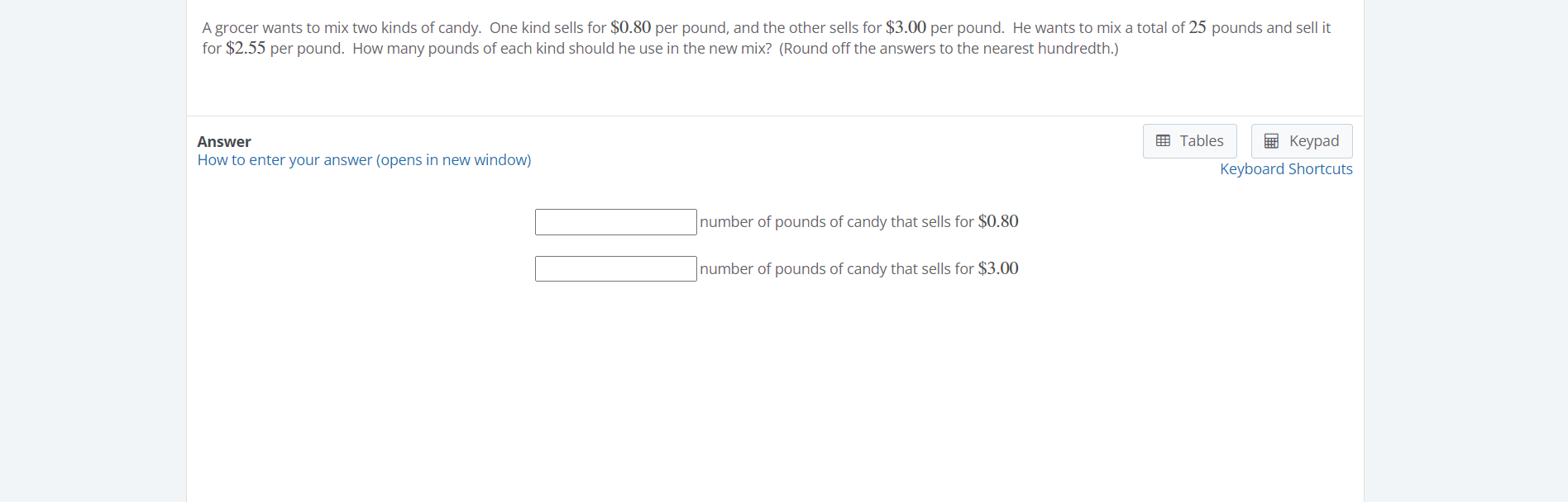 Solved A grocer wants to mix two kinds of candy. One kind | Chegg.com