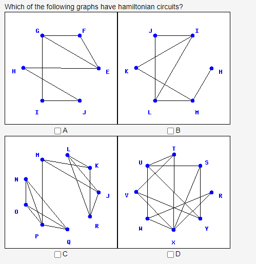 Solved Which of the following graphs have hamiltonian | Chegg.com