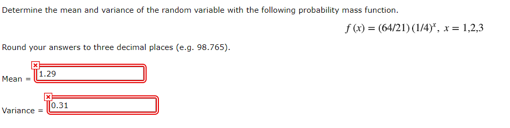 Solved Determine the mean and variance of the random | Chegg.com
