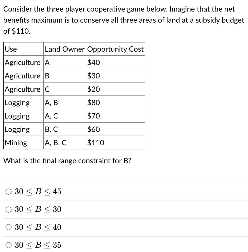 Solved Consider the three player cooperative game below. | Chegg.com