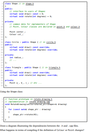 class Shape // in shape.h [ public: // interface to | Chegg.com