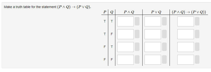 Solved Make A Truth Table For The Statement P∧q→p∨q 3489