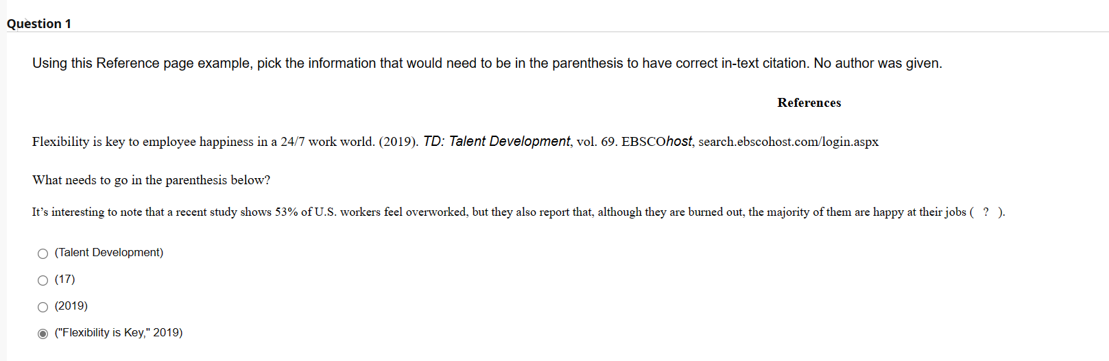 Using this Reference page example, pick the | Chegg.com