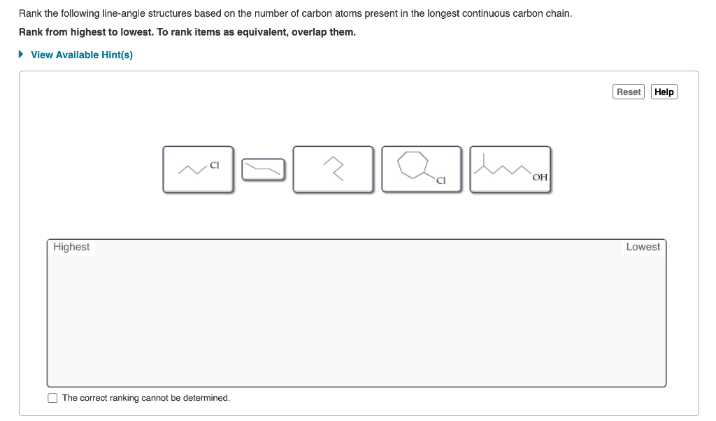Solved Rank the following line-angle structures based on the | Chegg.com