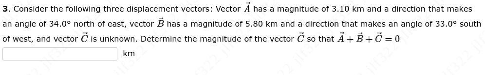 Solved 3. Consider the following three displacement vectors: | Chegg.com