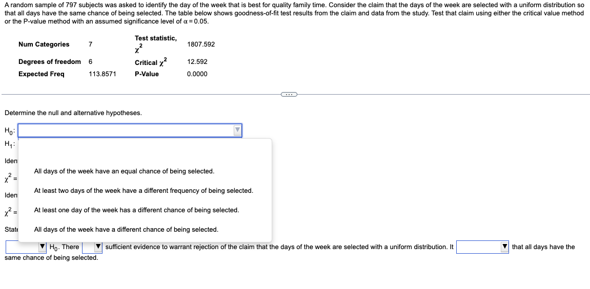 Solved A random sample of 797 subjects was asked to identify | Chegg.com