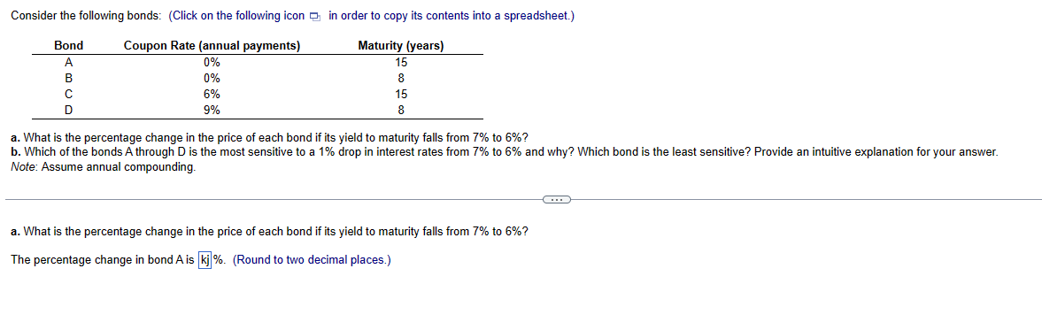 Solved Consider the following bonds: (Click on the following | Chegg.com