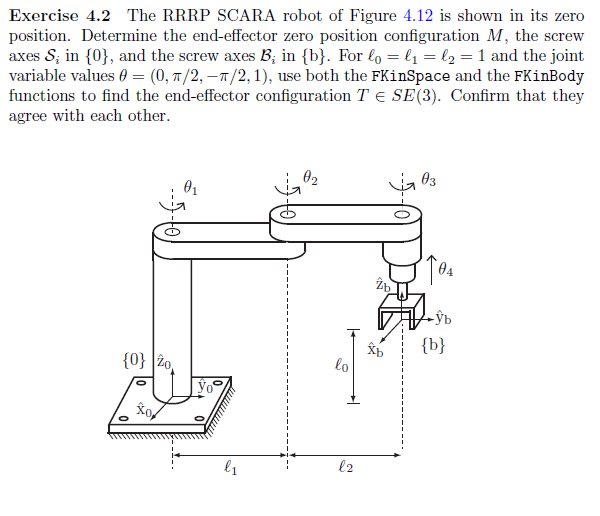 Exercise 4.2 The RRRP SCARA robot of Figure 4.12 is | Chegg.com