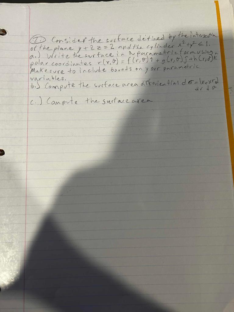 Solved (2.) Consider the surface detined by the intersetion | Chegg.com