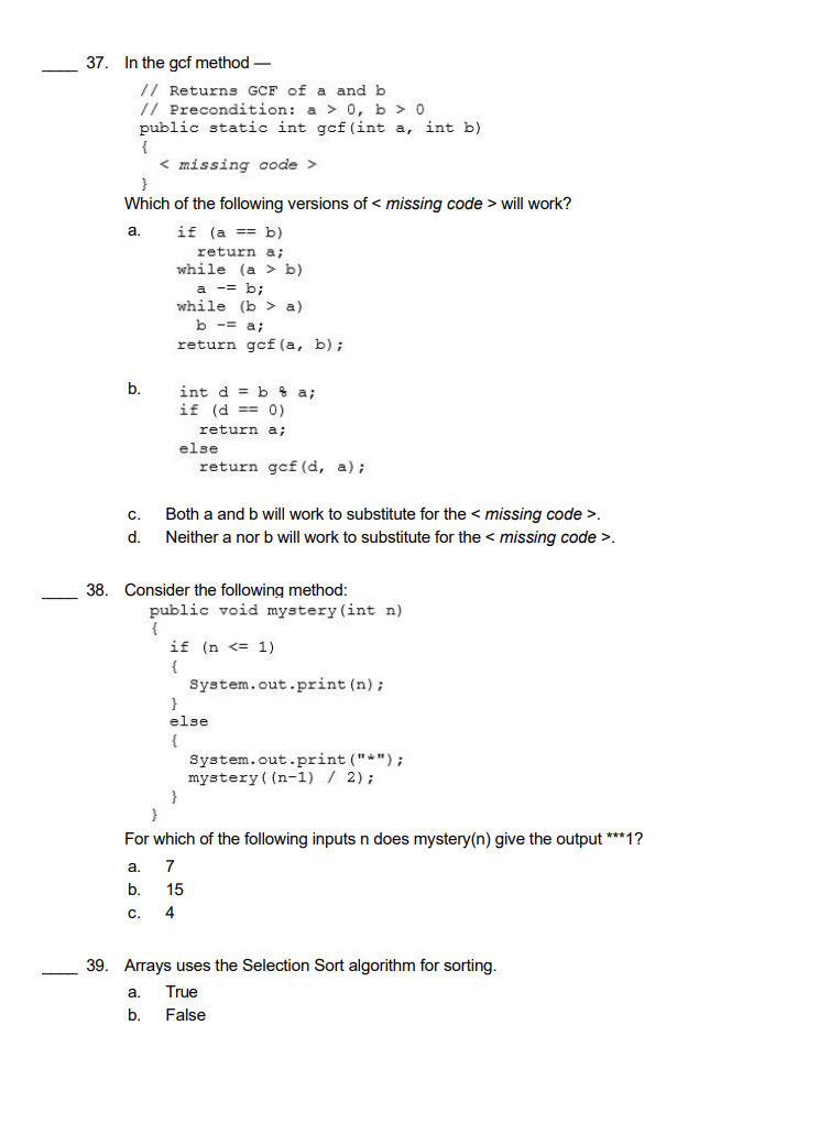 Solved 27. Consider the following sorting method: // Sorts | Chegg.com