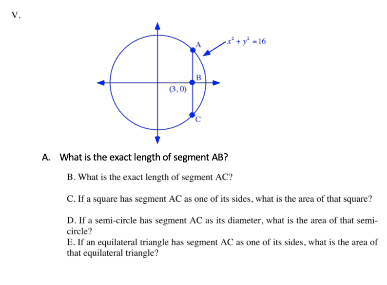 Solved V. ex? + y² = 16 B (3,0) A. What is the exact length | Chegg.com