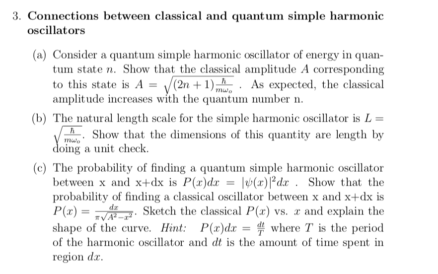 Solved 3. Connections between classical and quantum simple