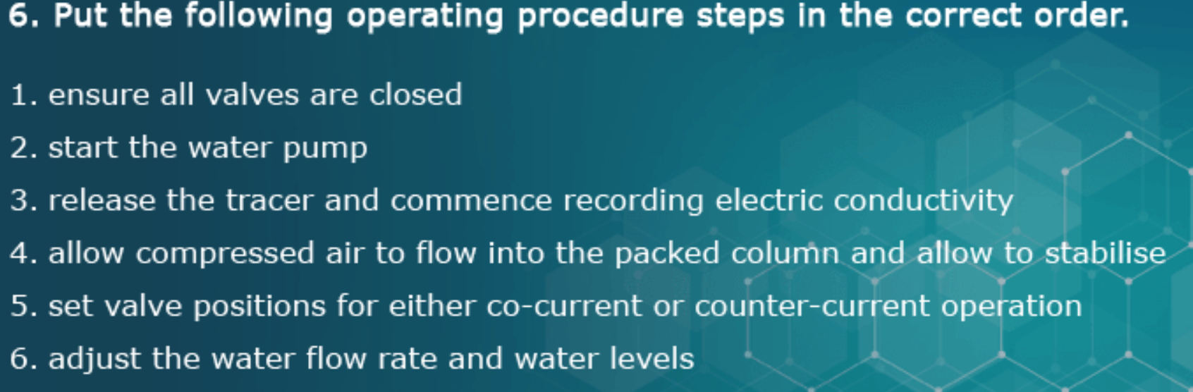 Solved 6. Put the following operating procedure steps in the | Chegg.com