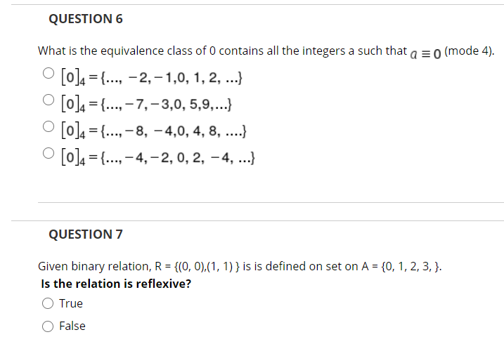 Solved QUESTION 1 Given Binary Relation, R = {(0, 0),(1, | Chegg.com