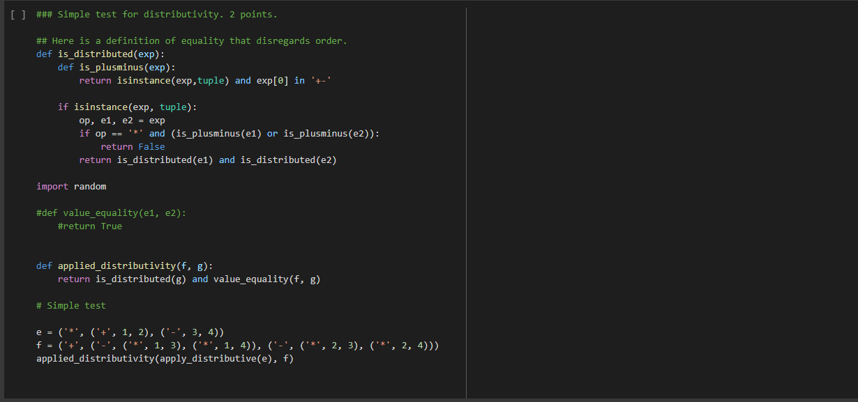 Distributive property in PYTHON I need help with the | Chegg.com