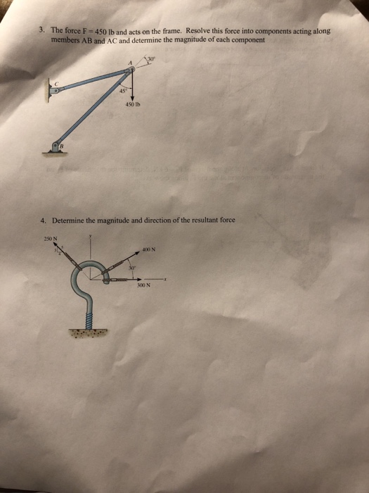 Solved 3. The Force F-450 Lb And Acts On The Frame. Resolve | Chegg.com