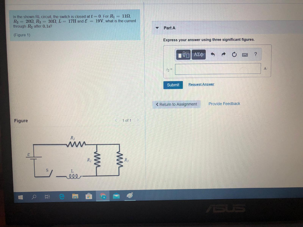 Solved n the shown RL circuit, the switch is closed at t-0. | Chegg.com