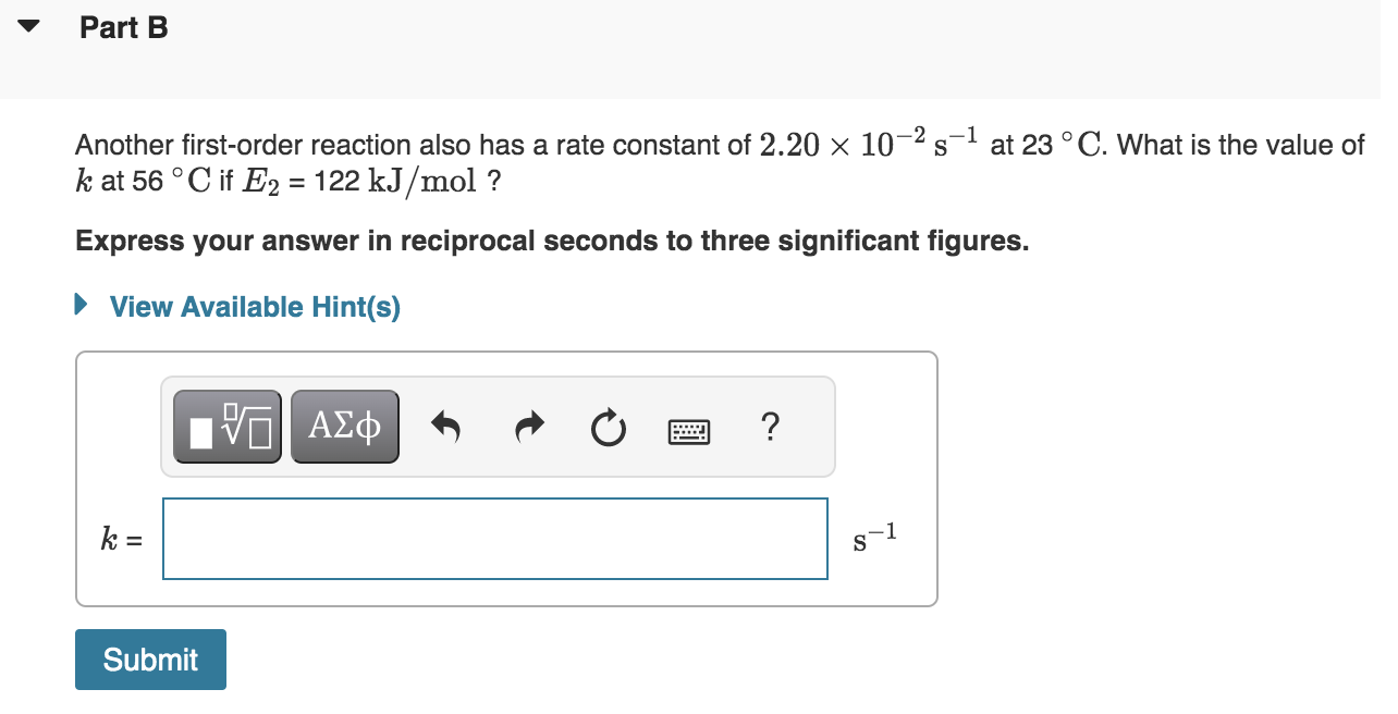Solved Another first-order reaction also has a rate constant | Chegg.com