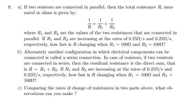 Solved A) If Two Resistors Are Connected In Parallel, Then | Chegg.com