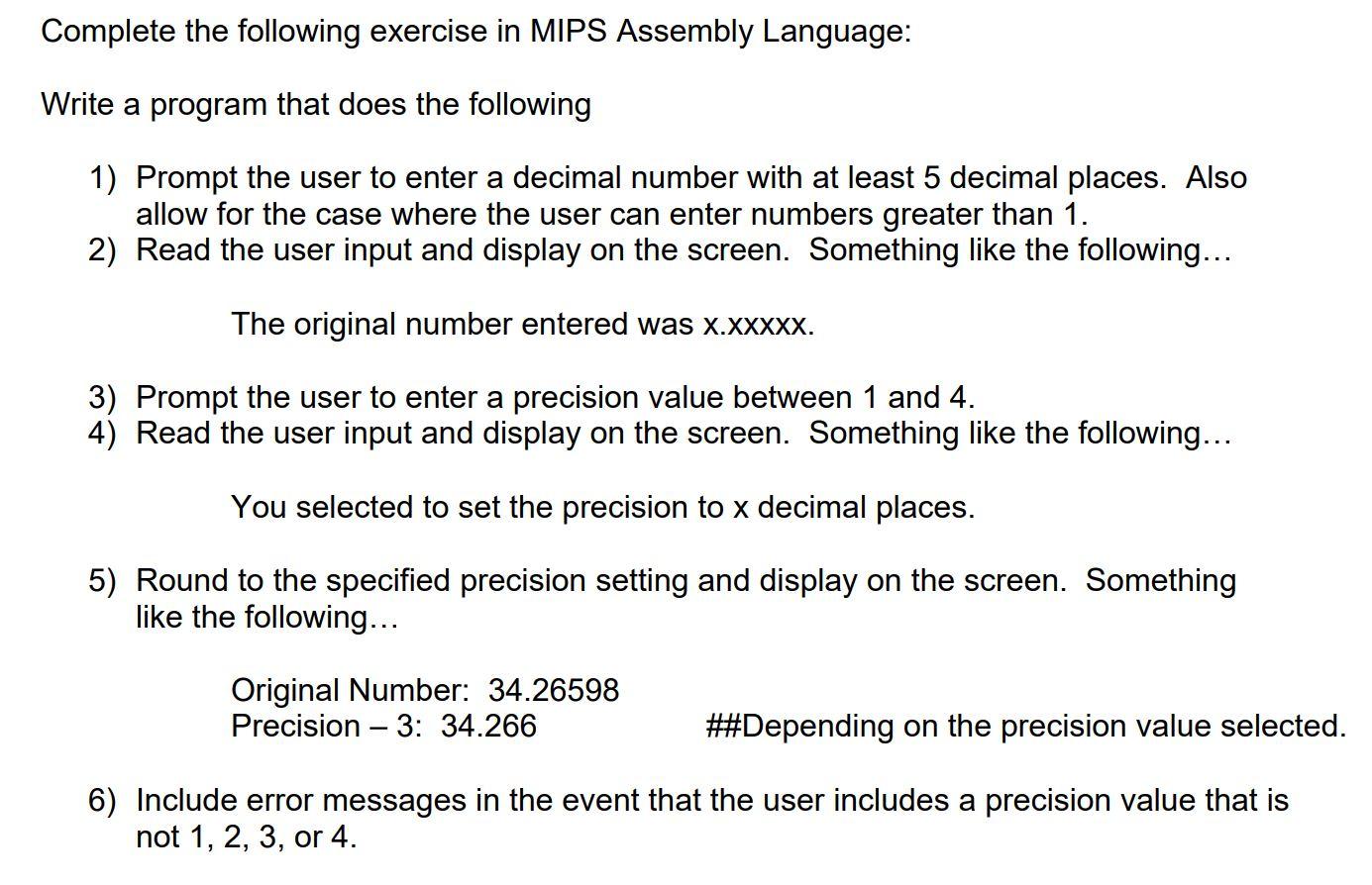 Complete The Following Exercise In MIPS Assembly | Chegg.com