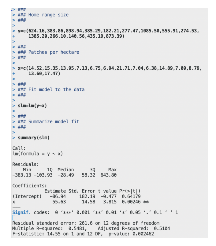 Solved R output from simple linear regression model fit to | Chegg.com