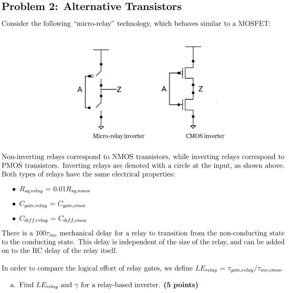 Solved Problem 2: Alternative Transistors Consider the | Chegg.com