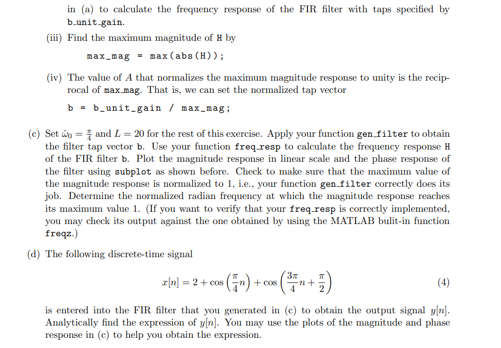 ***MATLAB CODE: ALL PARTS ARE RELATED AND THE CODE IS | Chegg.com