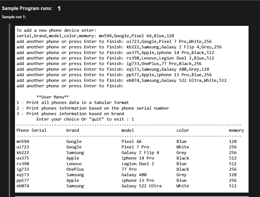 Solved Write a Python program that stores information about | Chegg.com