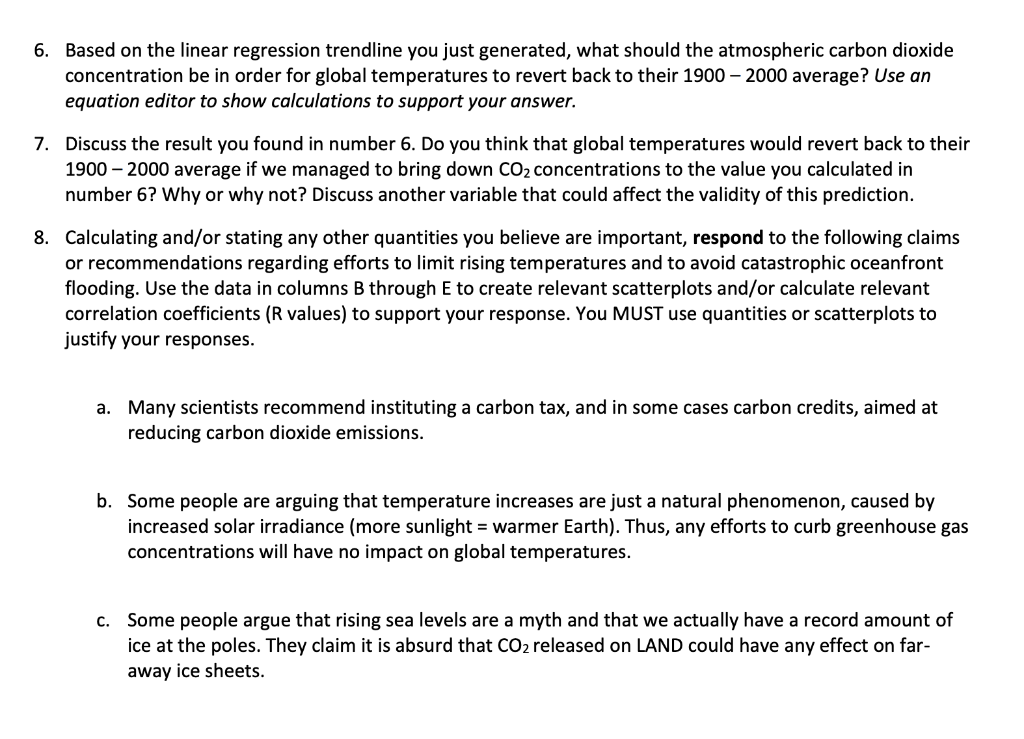 Sub Question 7 I need help with questions 6-8. And the subquestions | Chegg.com