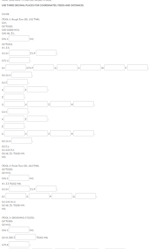 Write a turning CNC program for the attached piece | Chegg.com