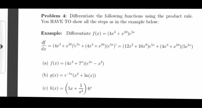 Solved Problem 4: Differentiate The Following Functions | Chegg.com