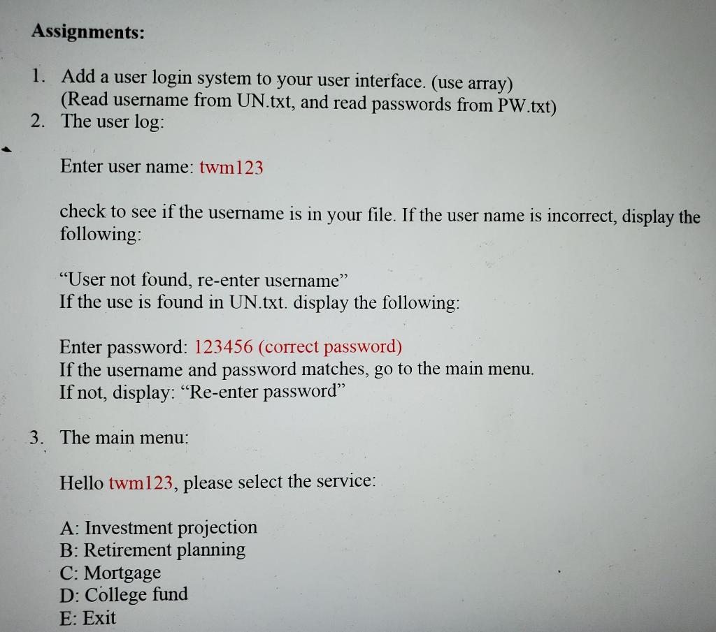 Showing the system's log in interface